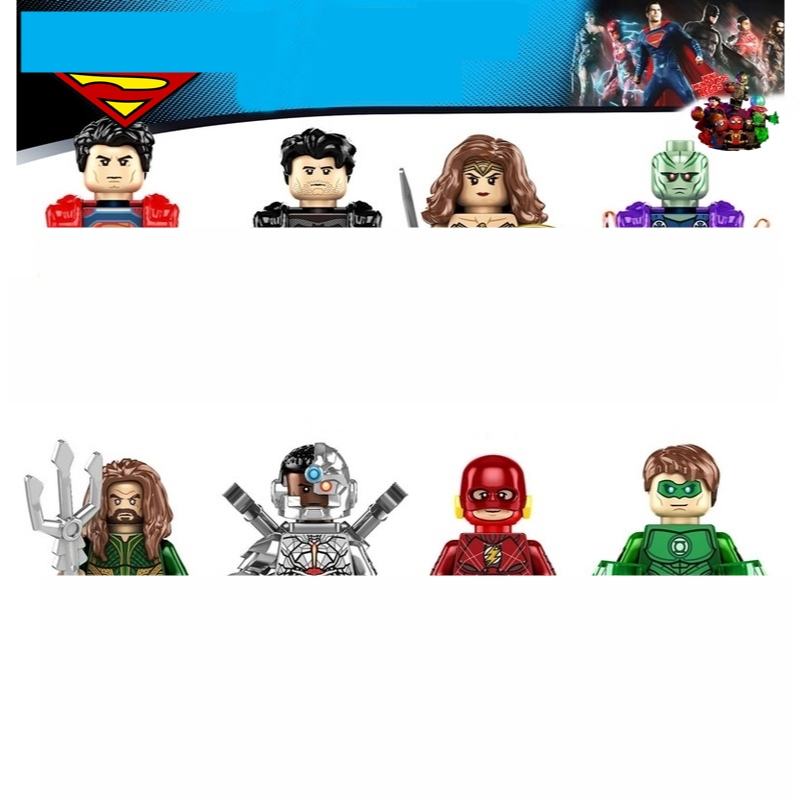 Batman Fl Minifigures miniatura de coleção lj Aquaman Superman e Mulher Maravilha caçador de marte