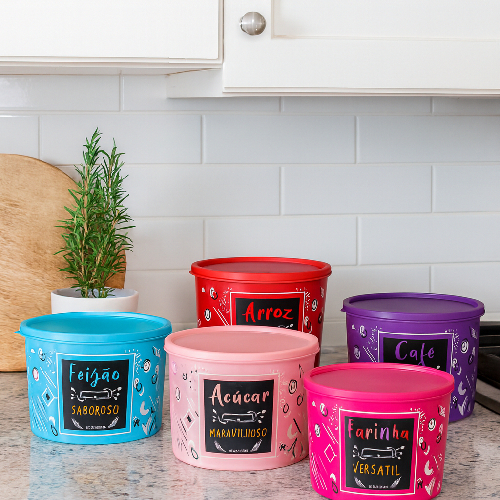 Pote Multiuso  Individual Decorado 2 Litros Com Tampa Linha Color Pedreira Utilidade em Oferta na Shopee