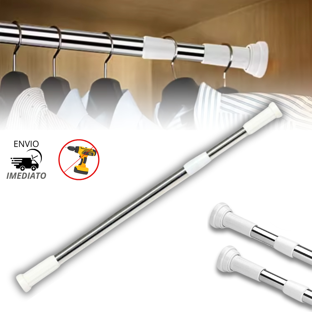 Varão Extensível Ajustável Cortina Box Banheiro Suporte Sem Furo Branco 70cm a 120m / 110m...
