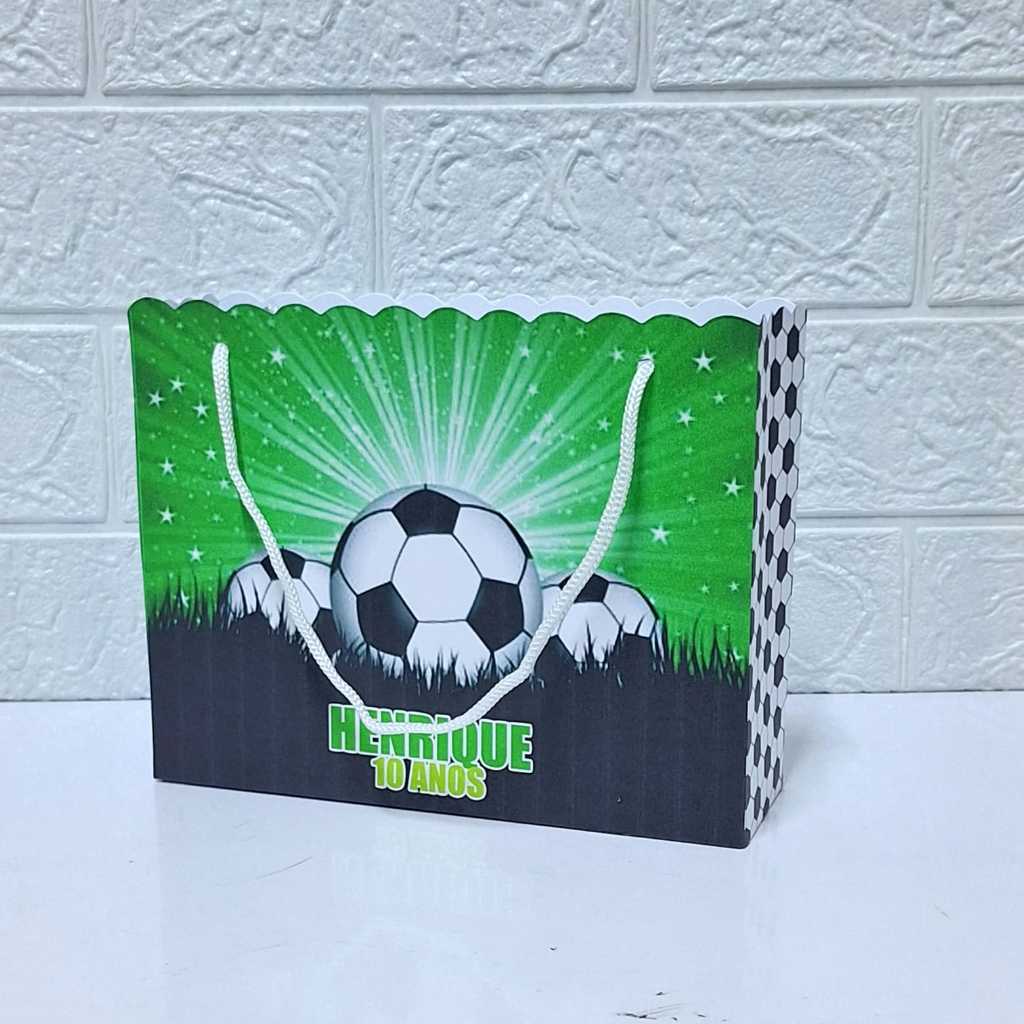 PEGUE E MONTE Sacolinhas Personalizadas FUTEBOL VERDE ou (QUALQUER TEMA) Lembrancinhas Mimos para Festas