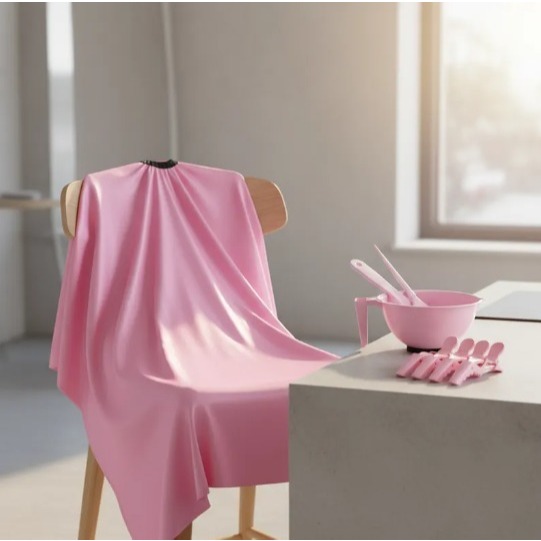 Kit Capa Para Cabeleireira Com Cumbuca Pincel Espátula e 6 Presilhas Para Cabelo