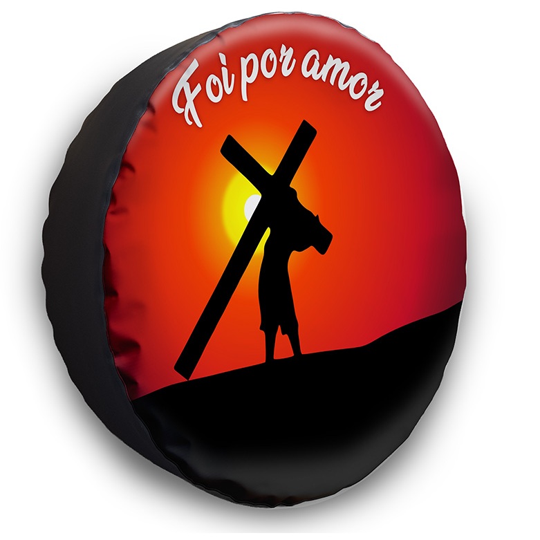 Capa Para Estepe Carro Aro 15 E 16 Jesus Carregando a Cruz Ecosport Spin Active Doblo Idea Citroen C3 Aircross Crossfox