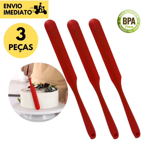 Kits 3,2 ou 1 Espátula de Confeiteiro Silicone Vermelho Resistente ao Calor Ideal p/ Raspar Massas em Oferta na Shopee