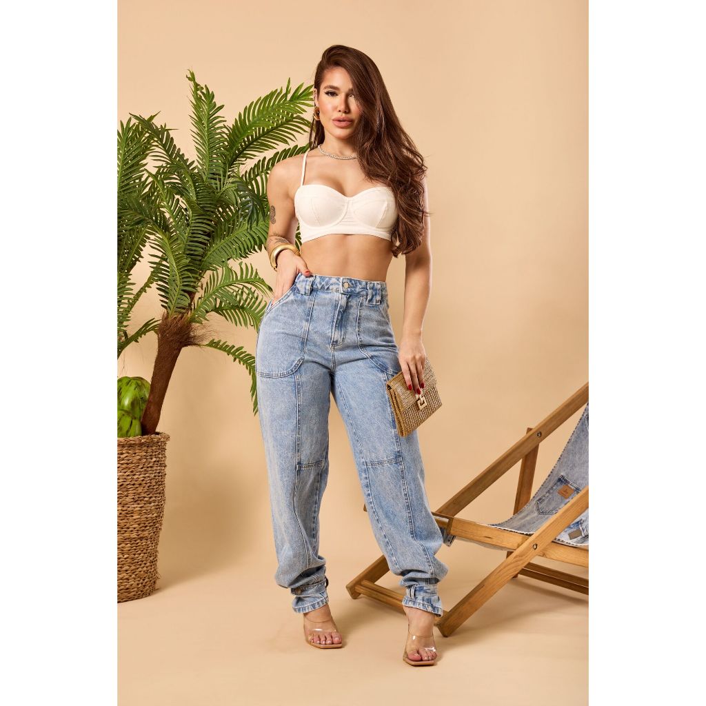 Calça New Jogger Aletas - calça feminina jeans estilosa tendencia moda blogueira glitter jeans