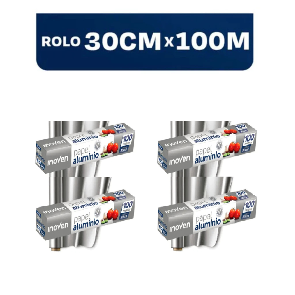 KIT 04UND - Papel Aluminio Grande 100 METROS X 30 CM Rolo Bobina em Oferta na Shopee