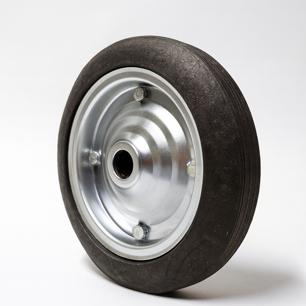 RODA 9" PARA CARRINHO DE MÃO CARGA LIXEIRA PLATAFORMA ANDAIME BORRACHA MACIÇA NÃO FURA