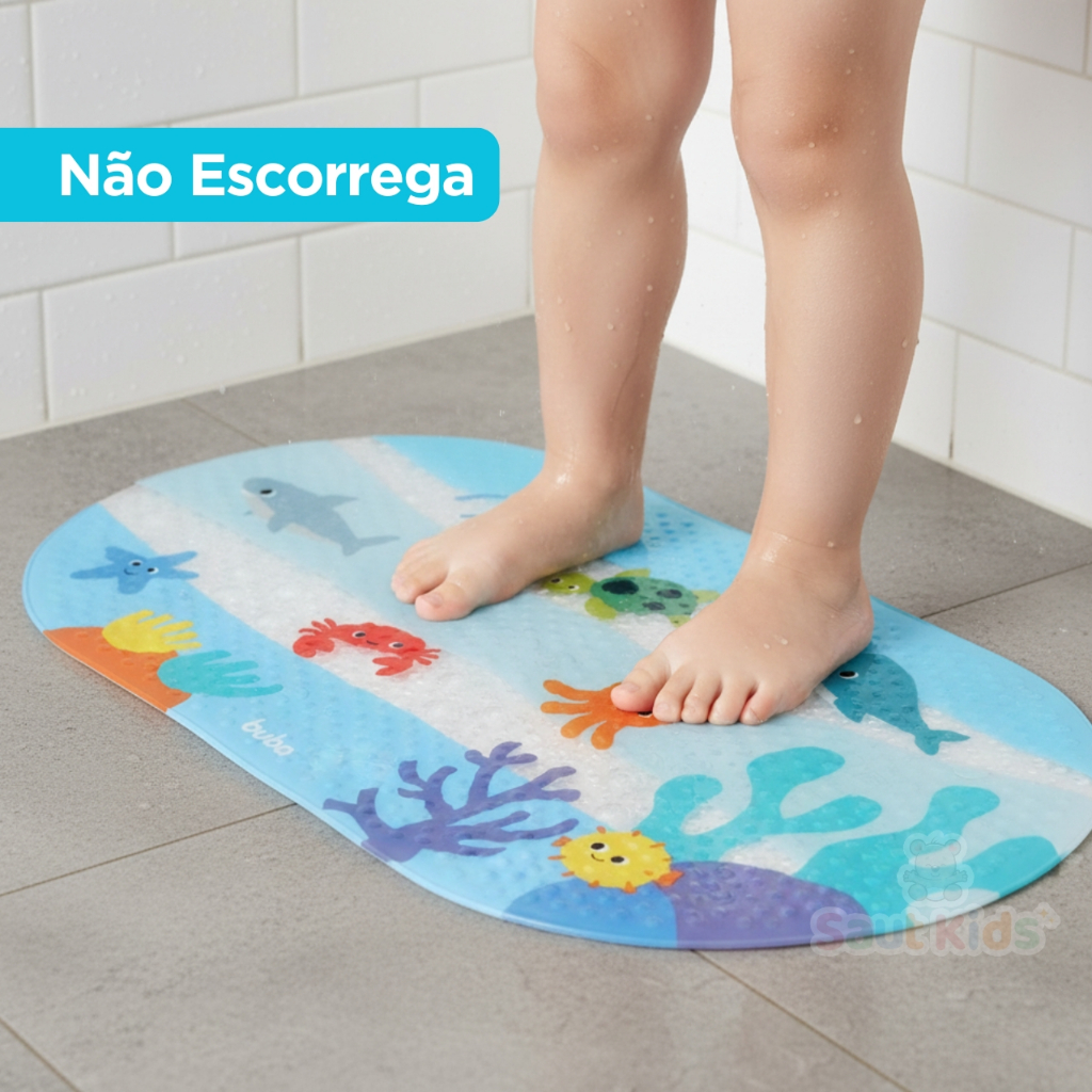 🛁Tapete de Banho Com Ventosa Infantil Buba Antiderrapante de Bichinho