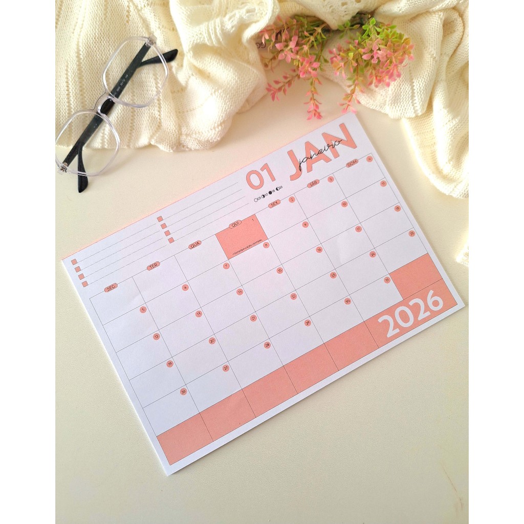 Planner Mensal Blocado Magnético Calendário de geladeira 2026 em Oferta na Shopee