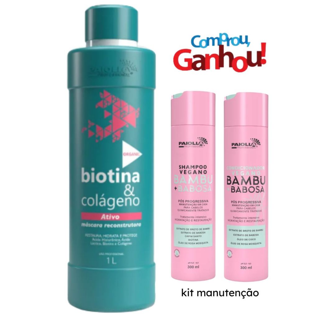 Selagem Paiolla Biotina e Colágeno Litro (Passo 2 ativo) + Kit Manutenção Paiolla em Oferta na Shopee