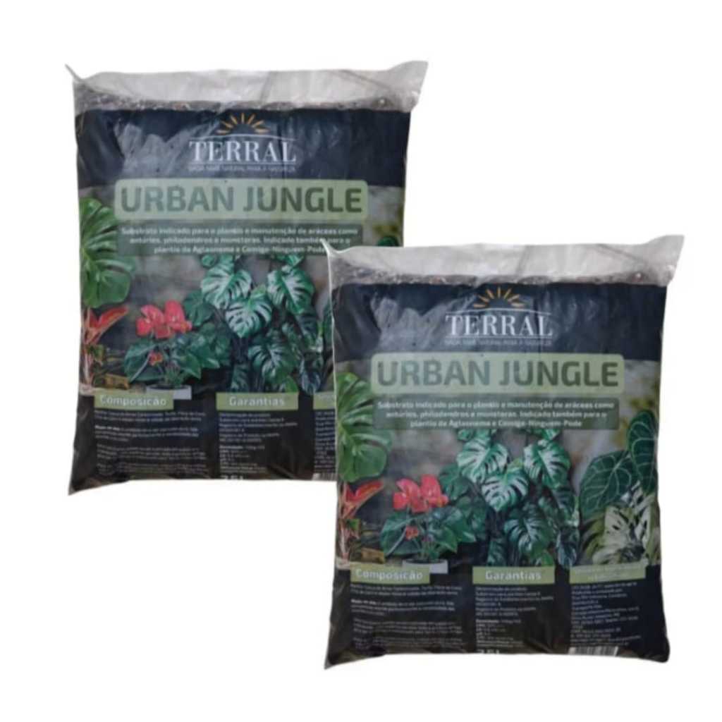 KIT 2 unidades - Substrato Terral Urban Jungle 25l - Indicado Folhagem Antúrio Costela de Adão
