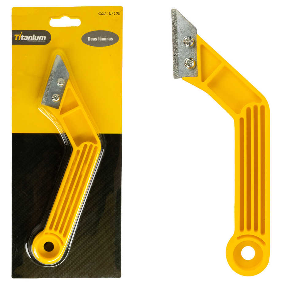 Raspador de Rejunte com Lâmina de Tungstênio 10mm - Lâmina Dupla Piso e Azulejo - Titanium Platina em Oferta na Shopee