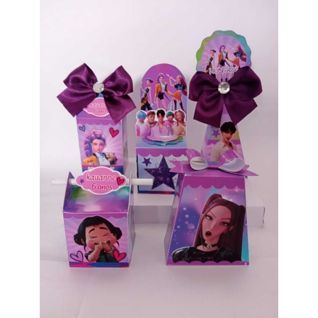 KIT CAIXAS PERSONALIZADAS PARA LEMBRANÇINHA GUERREIRAS DO K-POP FESTA INFANTIL ANIVERSÁRIO
