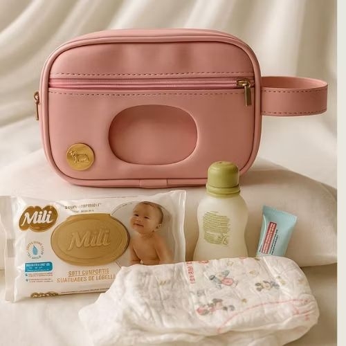 Necessaire porta lenços umedecidos portátil impermeável elegante e lavável