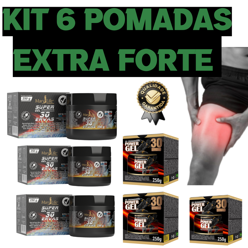 💪 KIT  POMADAS EXTRA FORTE – SUPER GEL MARY LIFE + POWER GEL 30 ERVAS 250g em Oferta na Shopee
