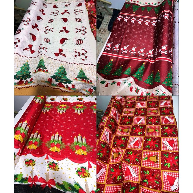 Tecido Oxford Toalha de mesa Natalino com Glitter Foil – tecido de natal - 1m x 1,47m de Largura