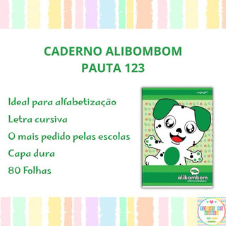 KIT 12 CADERNOS ALIBOMBOM VERDE PAUTA 123 CAPA DURA COM DESCONTO