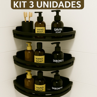 Kit 3 Suporte Banheiro Organizador Prateleira Porta Shampoo Sabonete De Parede em Oferta na Shopee