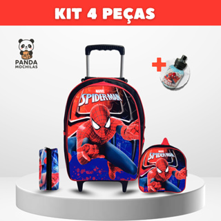 Kit Mochila escolar Homem-Aranha com Lancheira e Estojo - Rodinha - Menino - Masculino em Oferta na Shopee