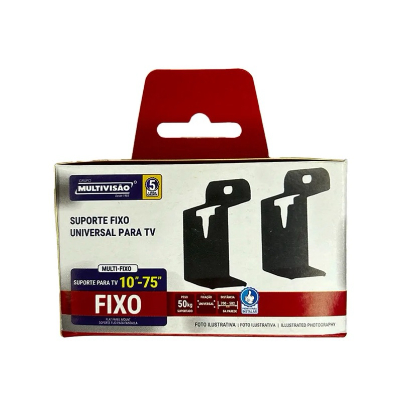 Suporte Tv Fixo De 10” a 75” Suporta Até 50kg Fácil Instalação Multivisão