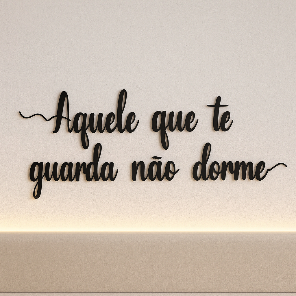 Aplique Decorativo MDF Frase Aquele Que Te Guarda Não Dorme Salmo 121 Fé Parede Quarto Sala Cristã em Oferta na Shopee
