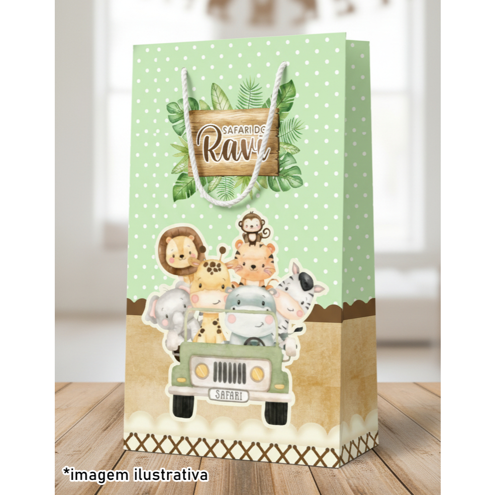 Sacolinha Safari | Personalizada | Lembrancinha | Mimos | Aniversário | PEGUE E MONTE