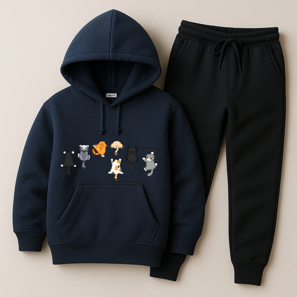 Conjunto Infantil em Moletom Premium Gatinhos Fofos ALgodão Premium Muitas Cores