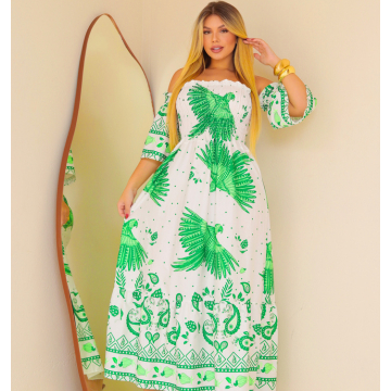 Vestido Ciganinha Longo Azul e Branco – Moda Praia e Verão Feminina
