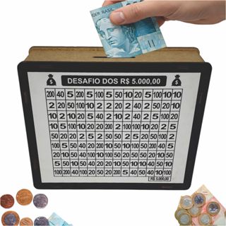 Cofre Cofrinho Desafio 5 mil Caixa de Dinheiro MDF / Método Japonês / Poupança / Depósitos Contador Pedagógico Presente em Oferta na Shopee