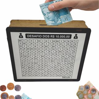 Cofre Cofrinho Desafio 10 mil Caixa de Dinheiro MDF / Método Japonês / Poupança / Depósitos Contador em Oferta na Shopee
