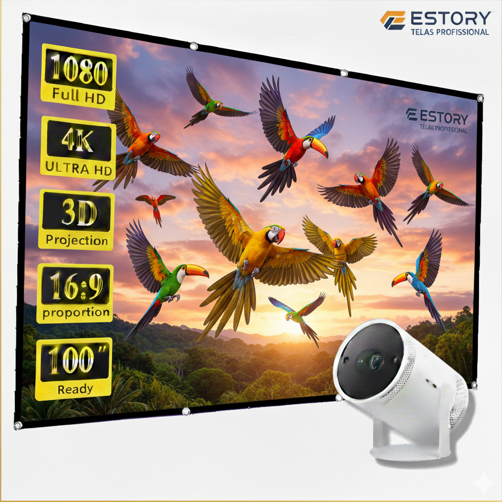 Tela de Projetor 120” Dobrável Matte White – Alta Definição para Filmes e Apresentações