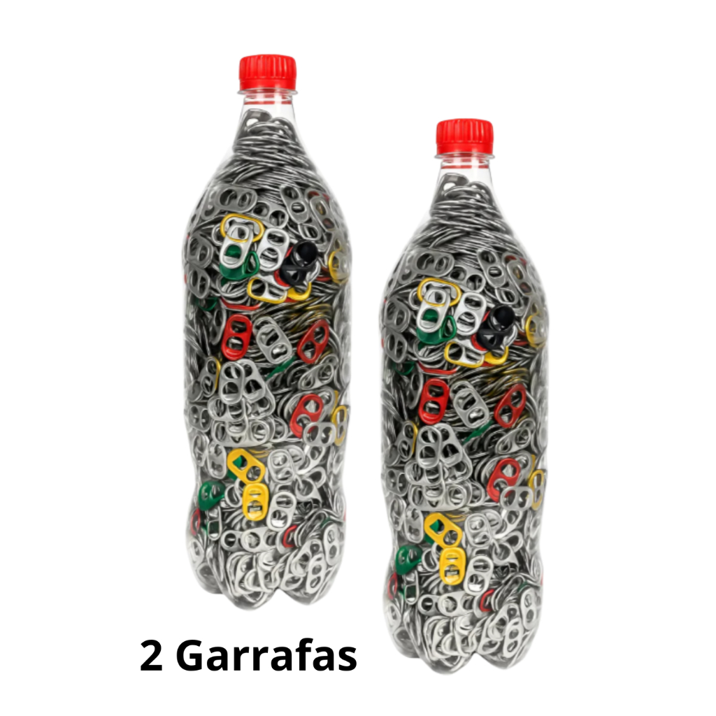 2 Garrafas de Lacres de Alumínio Sortidos - Garrafa Pet de 2 Litros Cheia
