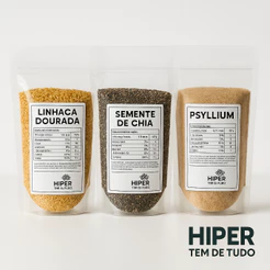 Chia Premium e Linhaça Dourada e Psyllium kg - Saciedade e energia.