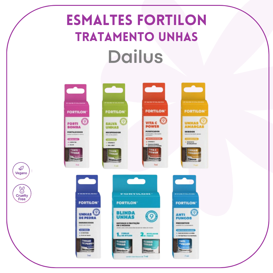 FORTILON KIT ESMALTES | BASES DE TRATAMENTO DAS UNHAS E CUTICULAS - DAILUS em Oferta na Shopee