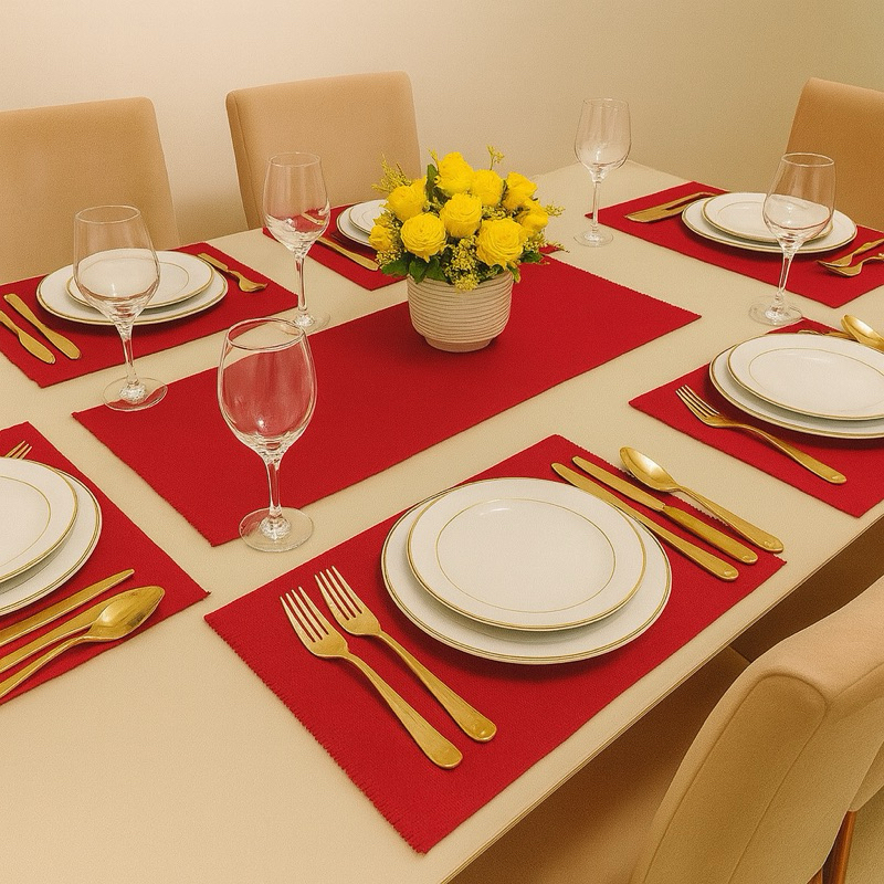 Jogo Americano para Mesa 7 peças Feito em Tear Algodão Imperdível Decoração Promoção em Oferta na Shopee