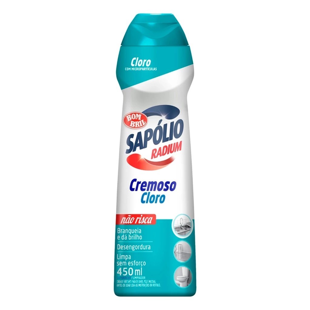 Sapólio Radium Saponáceo Cremoso Com Cloro 450ml em Oferta na Shopee