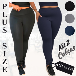 Kit 2 Calças Legging Feminina Fitness Academia Em Suplex Plus Size Lisa Curve em Oferta na Shopee