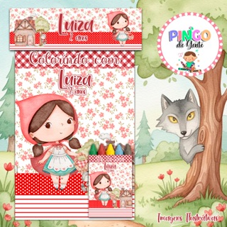 Mini Kit de colorir pintar personalizado chapeuzinho vermelha aquarelada  -  fazemos todos os temas! em Oferta na Shopee