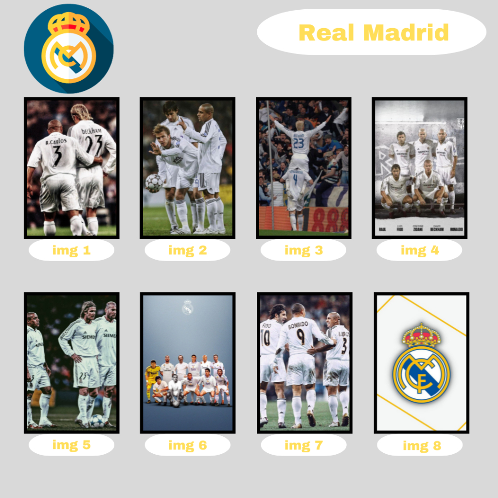Placa Decorativa Real Madrid Galácticos | Ronaldo - Zidane - Figo - Beckham | Hala Madrid | Maior Clube do Mundo