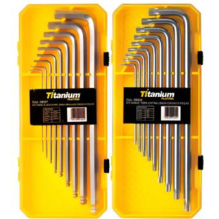 Kit Chaves Allen + Torx Extra Longa 18 Peças Titanium Platina CRV – Profissional e Alta Precisão em Oferta na Shopee