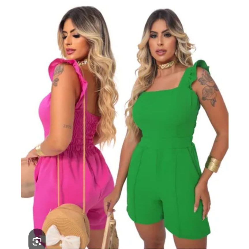 Macaquinho Duna Feminino Elegante Estiloso Soltinho Alfaiataria Sofisticado Moda Verão Tendência