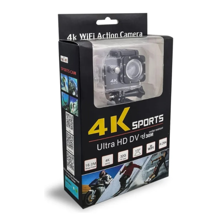 Câmera esportiva  Full HD 4K/1080p à prova d'água, essencial para uso externo Portátil em Oferta na Shopee