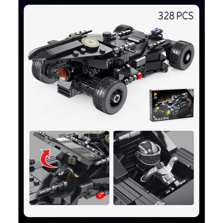 Batmóvel LJ em blocos de montar The Batman Batmovel com rodas de borracha Carro Ben Affleck Hot wheels