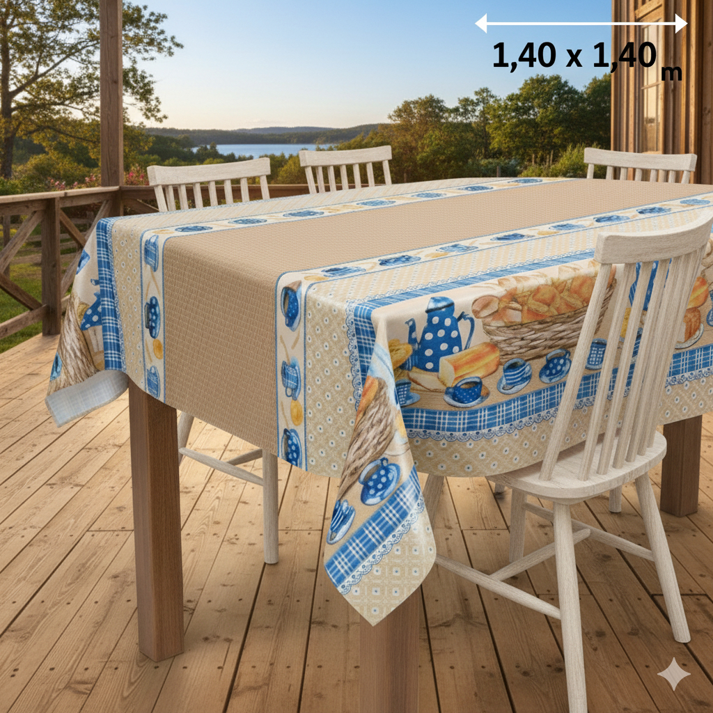 Toalha de Mesa Café Colonial 1,40x1,40m –Estampada,Decorativa,Lavável e Ideal para Cozinha ou Jantar