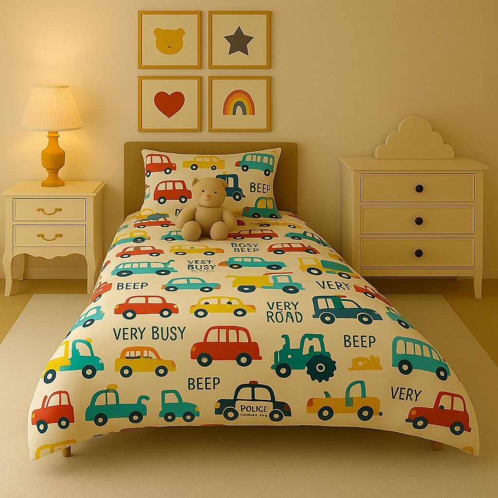 Colcha Solteiro 2 Peças Cobre leito Porta Travesseiro Estampado Infantil Menino Menina