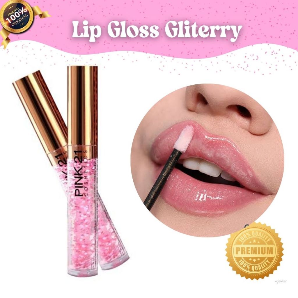 Lip Gloss Gliterry Pink 21 – Efeito Espelhado, Brilho Intenso em Oferta na Shopee
