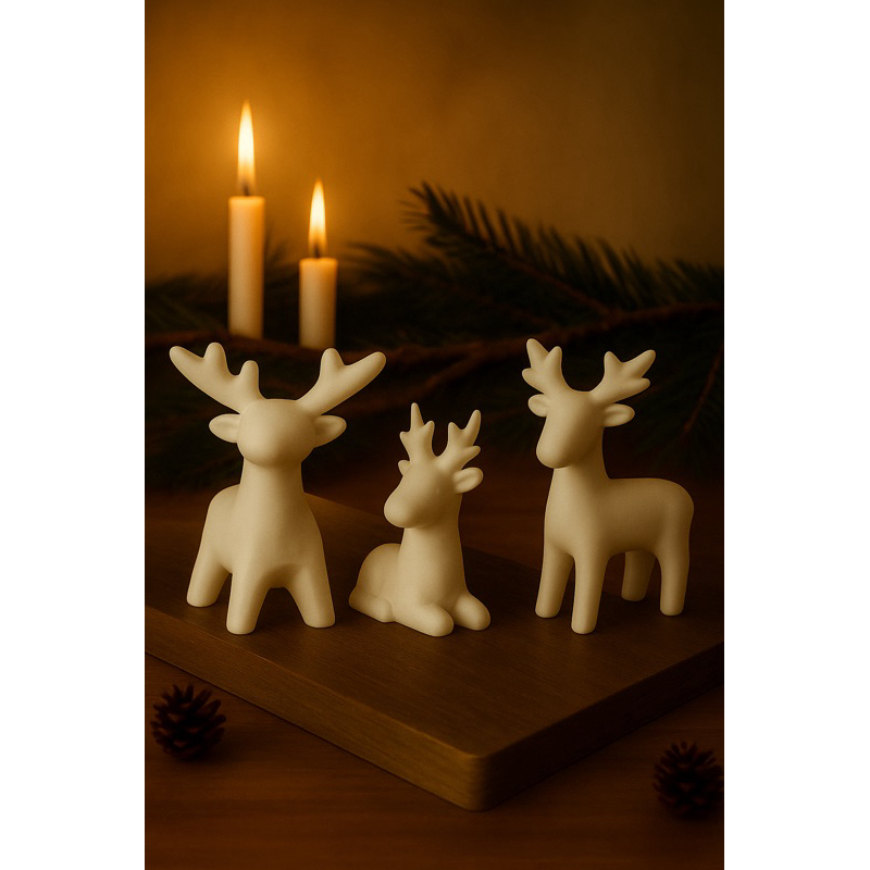 Trio de Renas Natalinas Enfeite de Mesa Decorativo para Natal