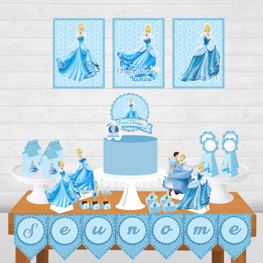 Kit Festa só um bolinho Cinderela personalizado/mesversário aniversário/ Lembrançinha 80 itens