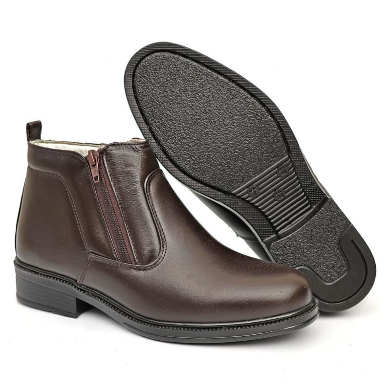 Bota Social em Couro Botina Ortopedica Antistress Promocao Calcado Masculino Várias Cores Confortável Palmilha Confort