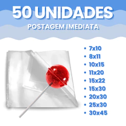 Saco Plástico PP Transparente Incolor Brilhante Embalagem Kit 50 Celofane Unidades Diversas Medidas