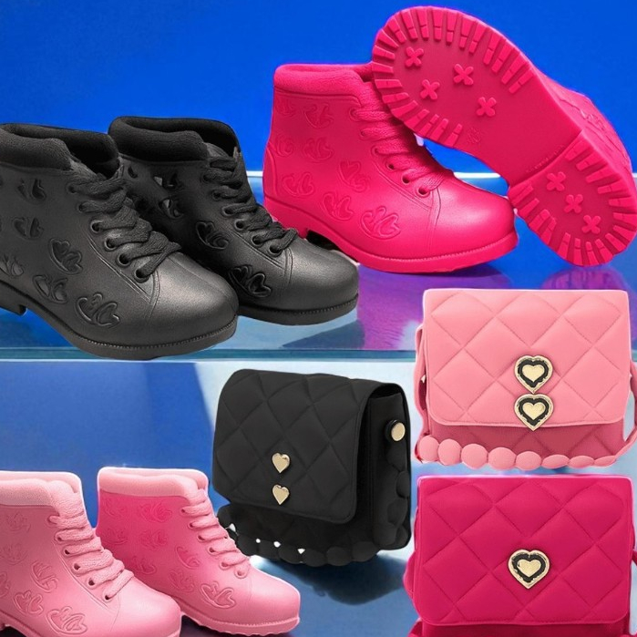 Conjunto Infantil Bota + Bolsinha Coração Feminino | Material Confortável E Impermeável OFFFSG
